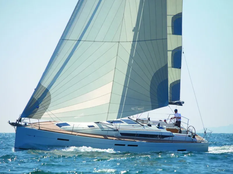Exterior view of Matar, a Jeanneau Sun Odyssey 449 sailboat at Cagliari, Italy