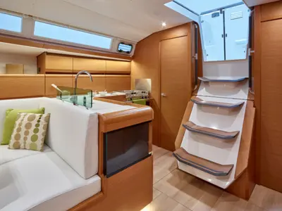 Salon of Matar, a Jeanneau Sun Odyssey 449 sailboat at Cagliari, Italy