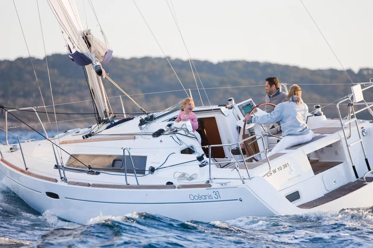 Exterior view of Sterntaler, a Beneteau Oceanis 31 sailboat at Flensburg, Germany