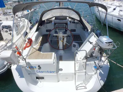 Cockpit of Sterntaler, a Beneteau Oceanis 31 sailboat at Flensburg, Germany