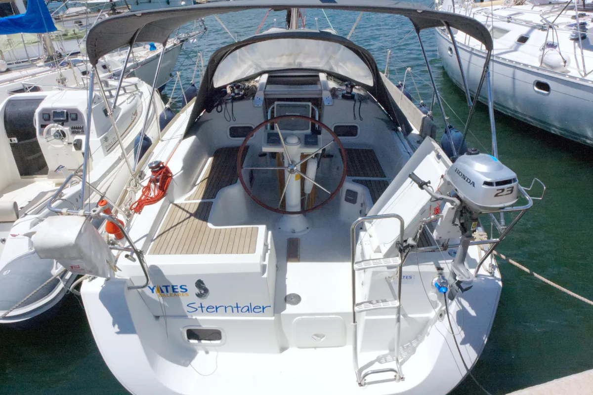 Cockpit of Sterntaler, a Beneteau Oceanis 31 sailboat at Flensburg, Germany