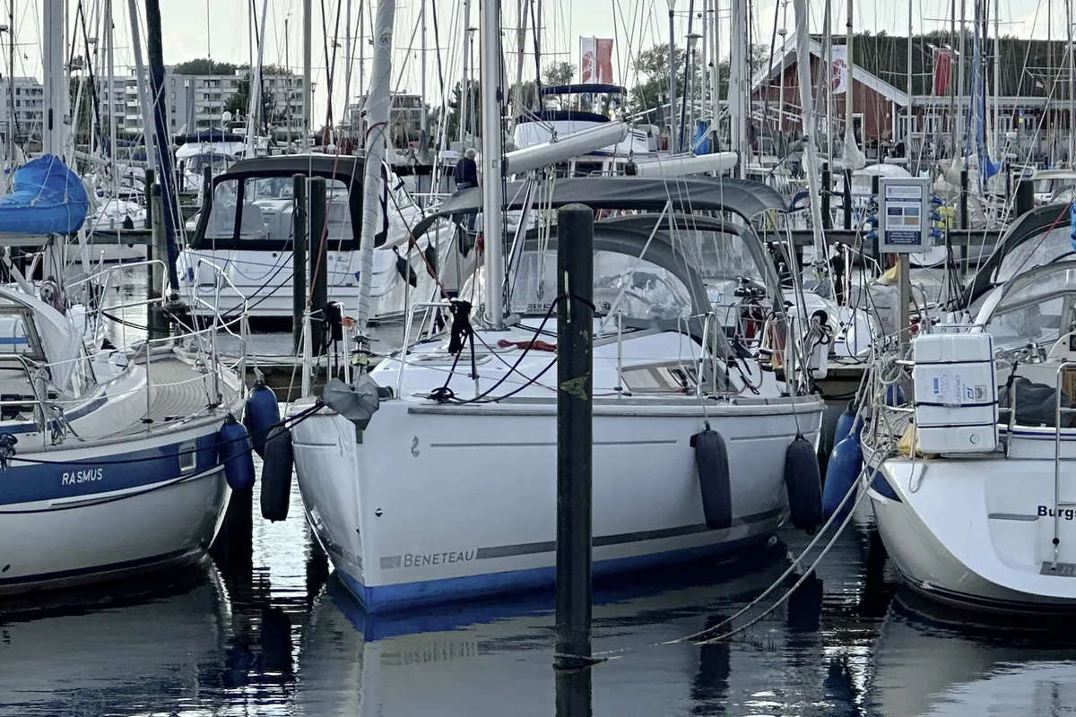 Exterior view of Sterntaler, a Beneteau Oceanis 31 sailboat at Flensburg, Germany