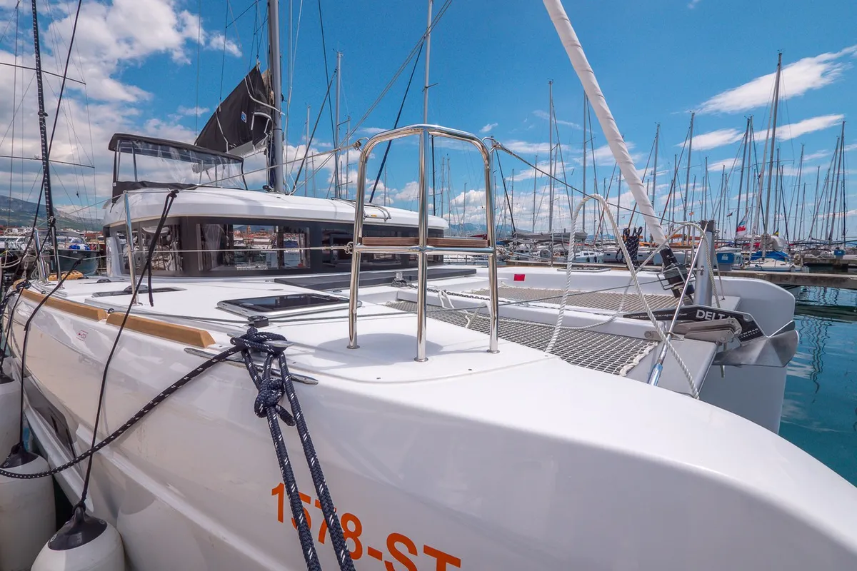 Exterior view of Blue Eyes, a Lagoon 40 catamaran at Split, Croatia
