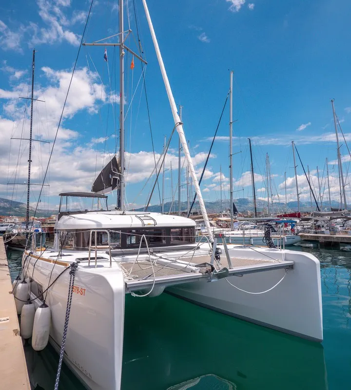 Exterior view of Blue Eyes, a Lagoon 40 catamaran at Split, Croatia