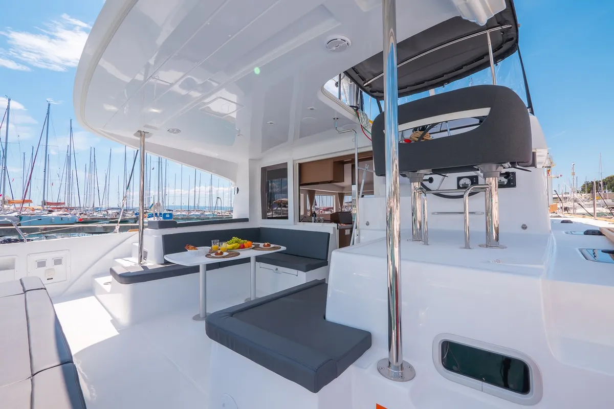 Deck of Blue Eyes, a Lagoon 40 catamaran at Split, Croatia