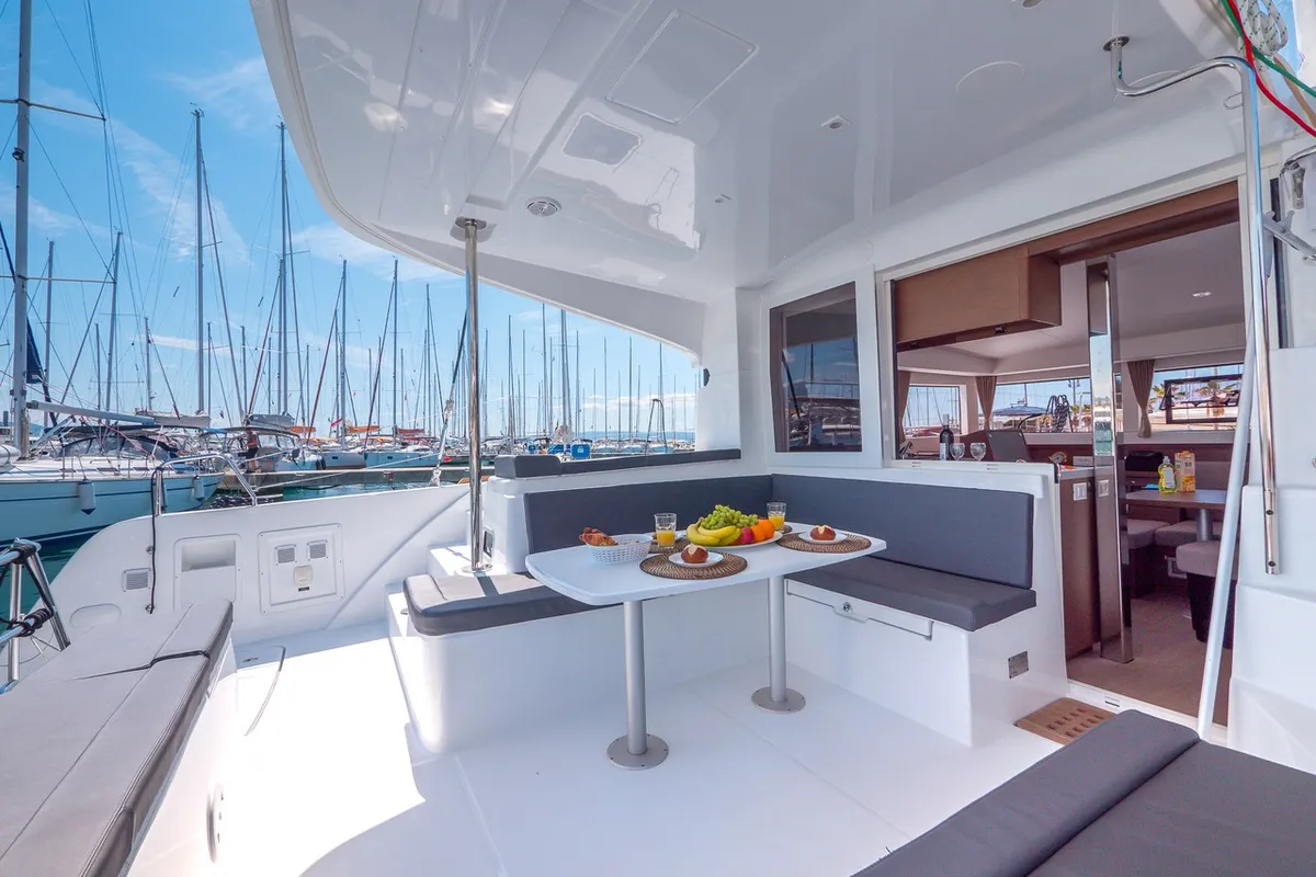Deck of Blue Eyes, a Lagoon 40 catamaran at Split, Croatia
