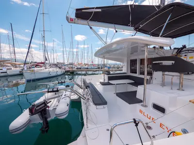 Deck of Blue Eyes, a Lagoon 40 catamaran at Split, Croatia