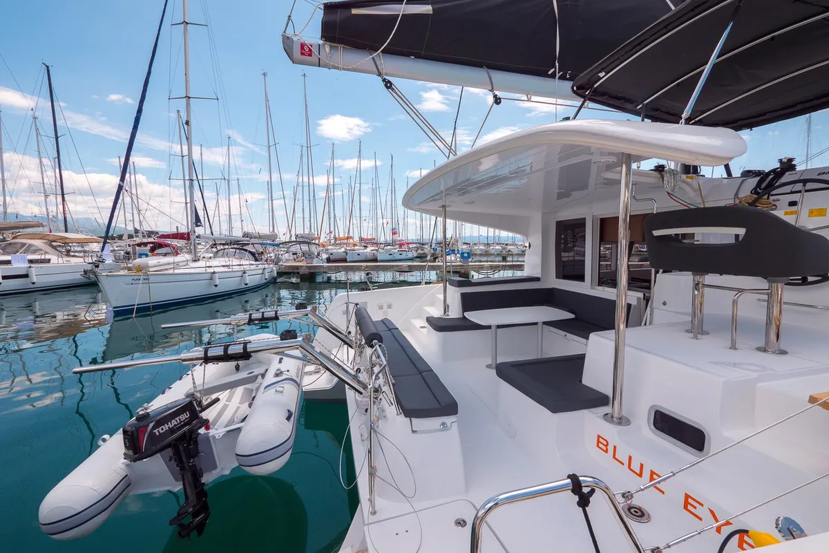 Deck of Blue Eyes, a Lagoon 40 catamaran at Split, Croatia