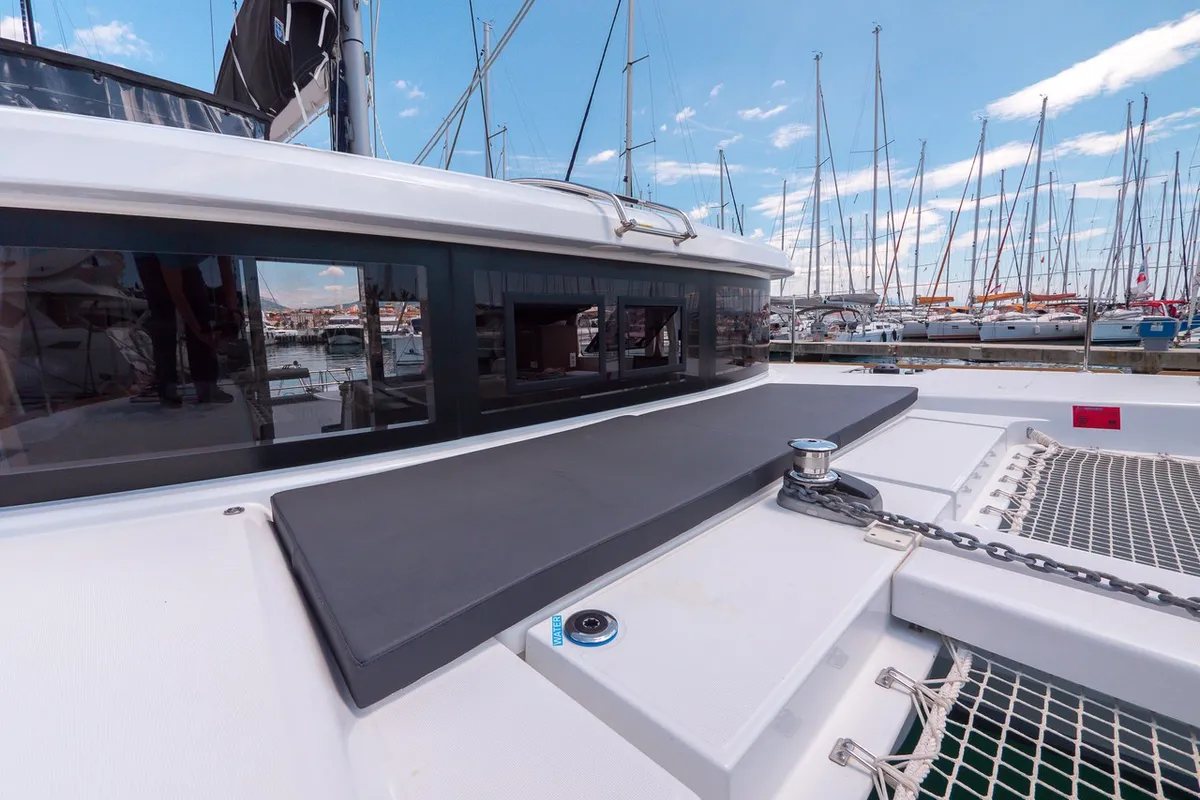 Deck of Blue Eyes, a Lagoon 40 catamaran at Split, Croatia