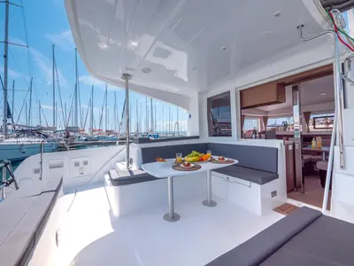 Deck of Blue Eyes, a Lagoon 40 catamaran at Split, Croatia