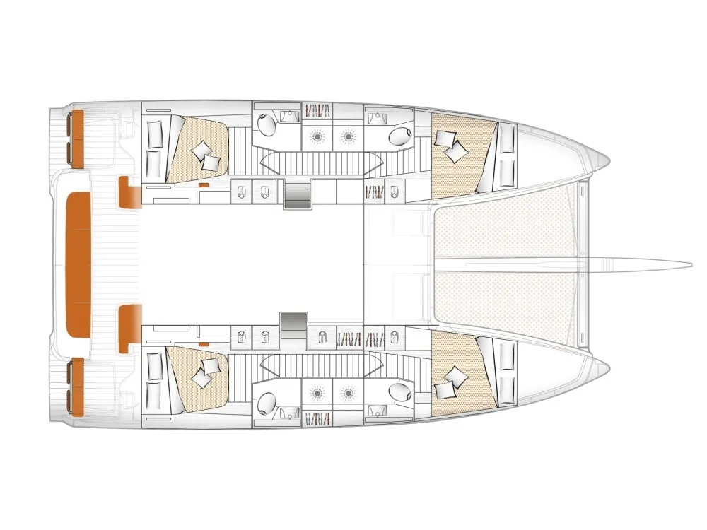 Floor plan of ULYS II, a Excess 14 catamaran at Alameda, United States