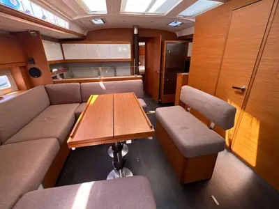 Salon of Taddarita, a Dufour 530 sailboat at Palermo, Italy