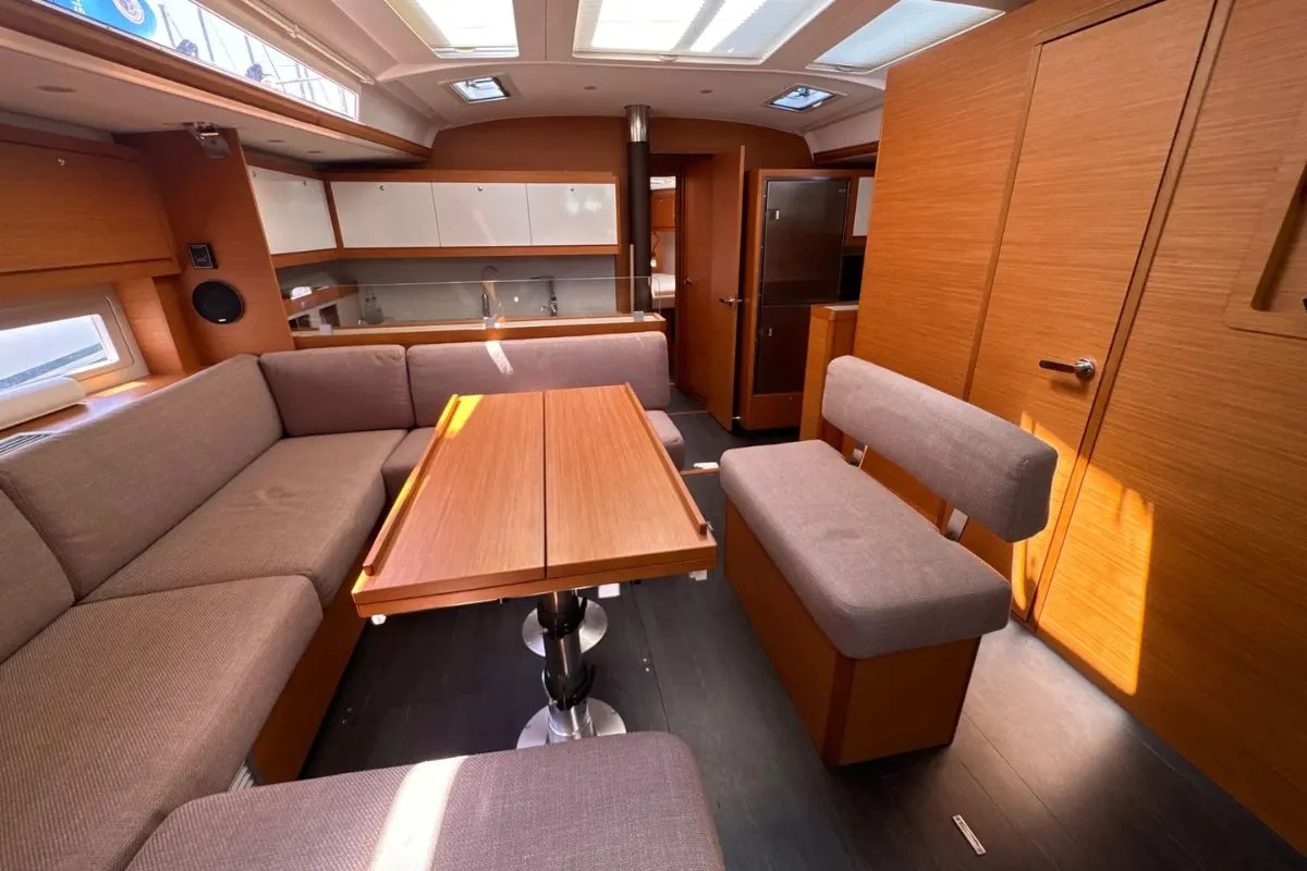 Salon of Taddarita, a Dufour 530 sailboat at Palermo, Italy