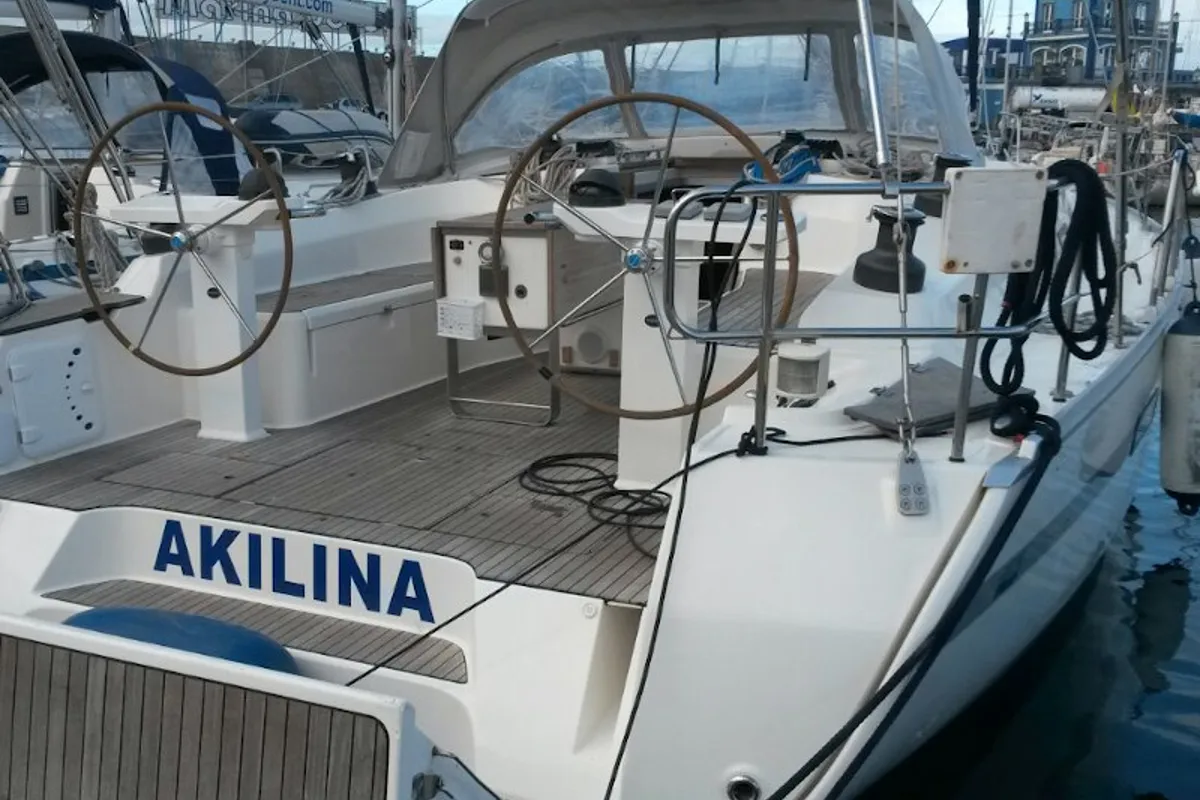 Cockpit of Akilina, a Bavaria Cruiser 45 sailboat at Santa Cruz de Tenerife, Spain
