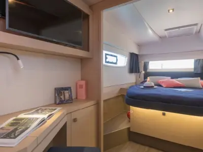 Cabin on Gabian, a Fountaine Pajot Astréa 42 catamaran at Cogolin, France