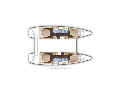 Floor plan of Olympios Zeus, a Lagoon 42 catamaran at Municipal Unit of Rhodes, Greece