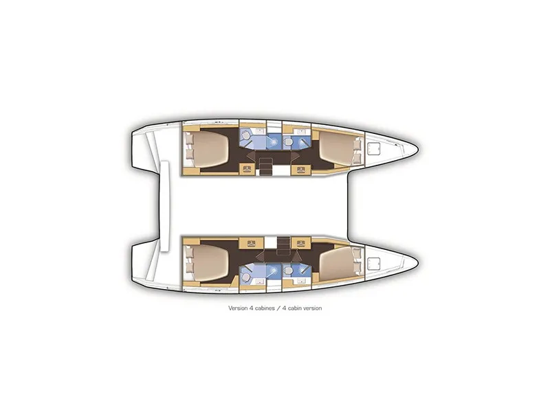 Floor plan of Olympios Zeus, a Lagoon 42 catamaran at Municipal Unit of Rhodes, Greece