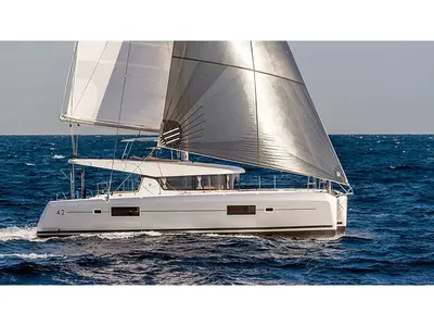 Exterior view of Olympios Zeus, a Lagoon 42 catamaran at Municipal Unit of Rhodes, Greece