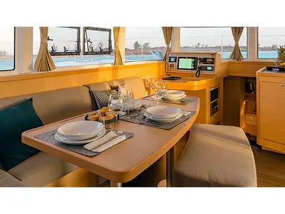Salon of Olympios Zeus, a Lagoon 42 catamaran at Municipal Unit of Rhodes, Greece