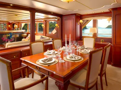 Salon of To je to, a Benetti Classic 115 motor yacht at Grad Trogir, Croatia