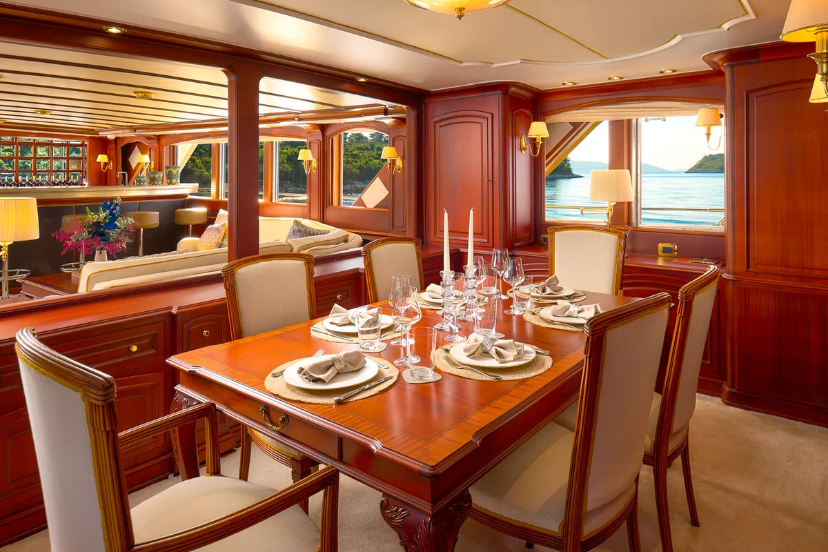 Salon of To je to, a Benetti Classic 115 motor yacht at Grad Trogir, Croatia