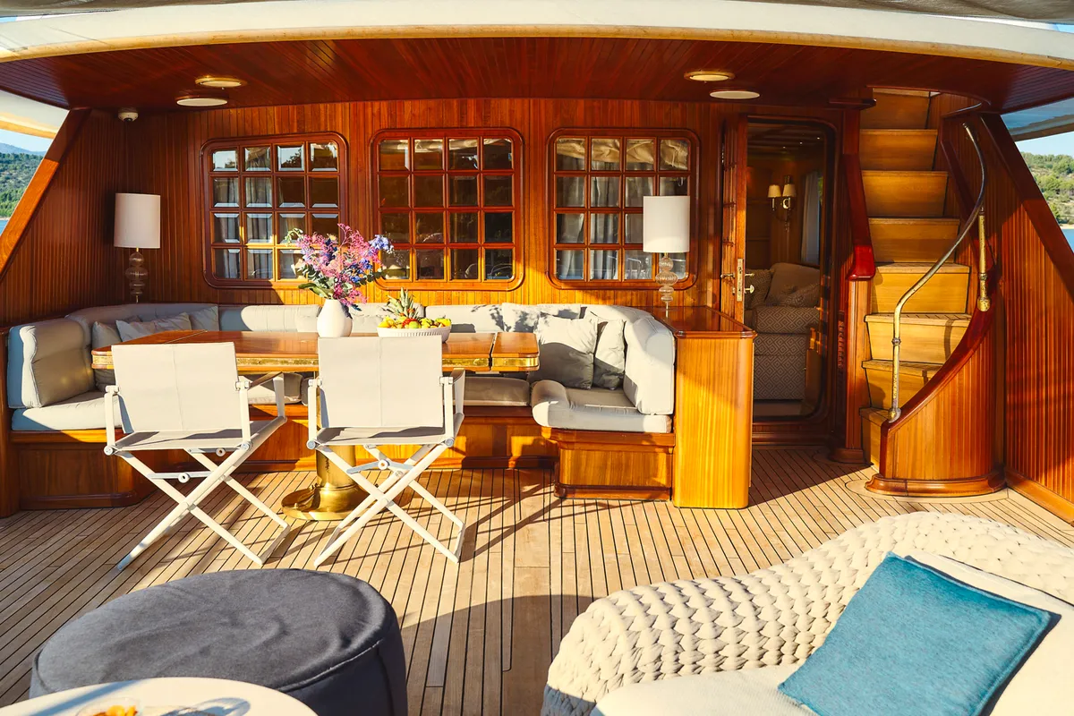 Deck of To je to, a Benetti Classic 115 motor yacht at Grad Trogir, Croatia