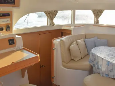 Salon of Giulia, a Lagoon 380 catamaran at Marsala, Italy