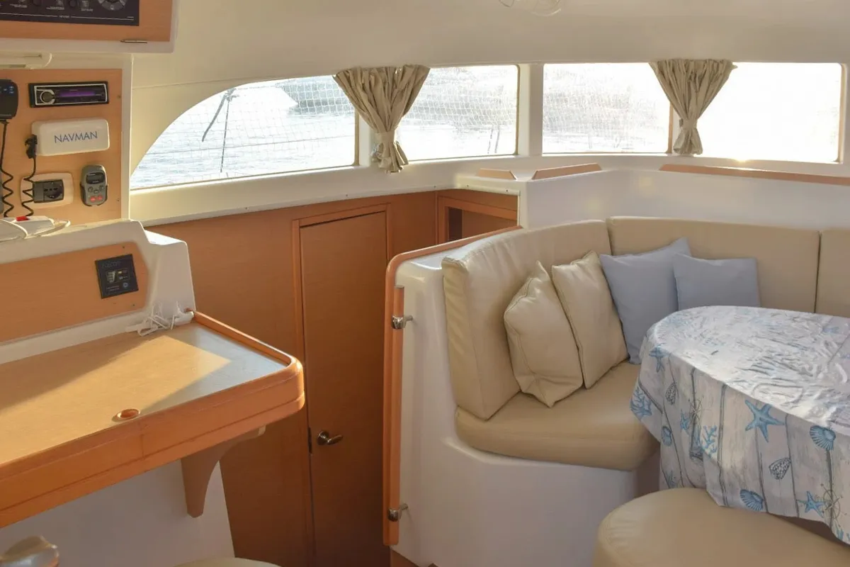 Salon of Giulia, a Lagoon 380 catamaran at Marsala, Italy