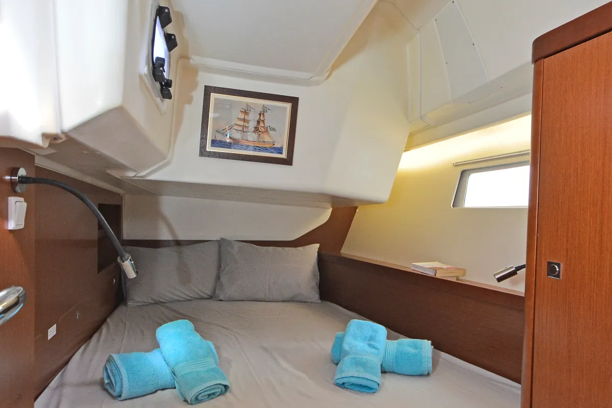 Cabin on Fairytale, a Beneteau Oceanis 41 sailboat at Kos, Greece