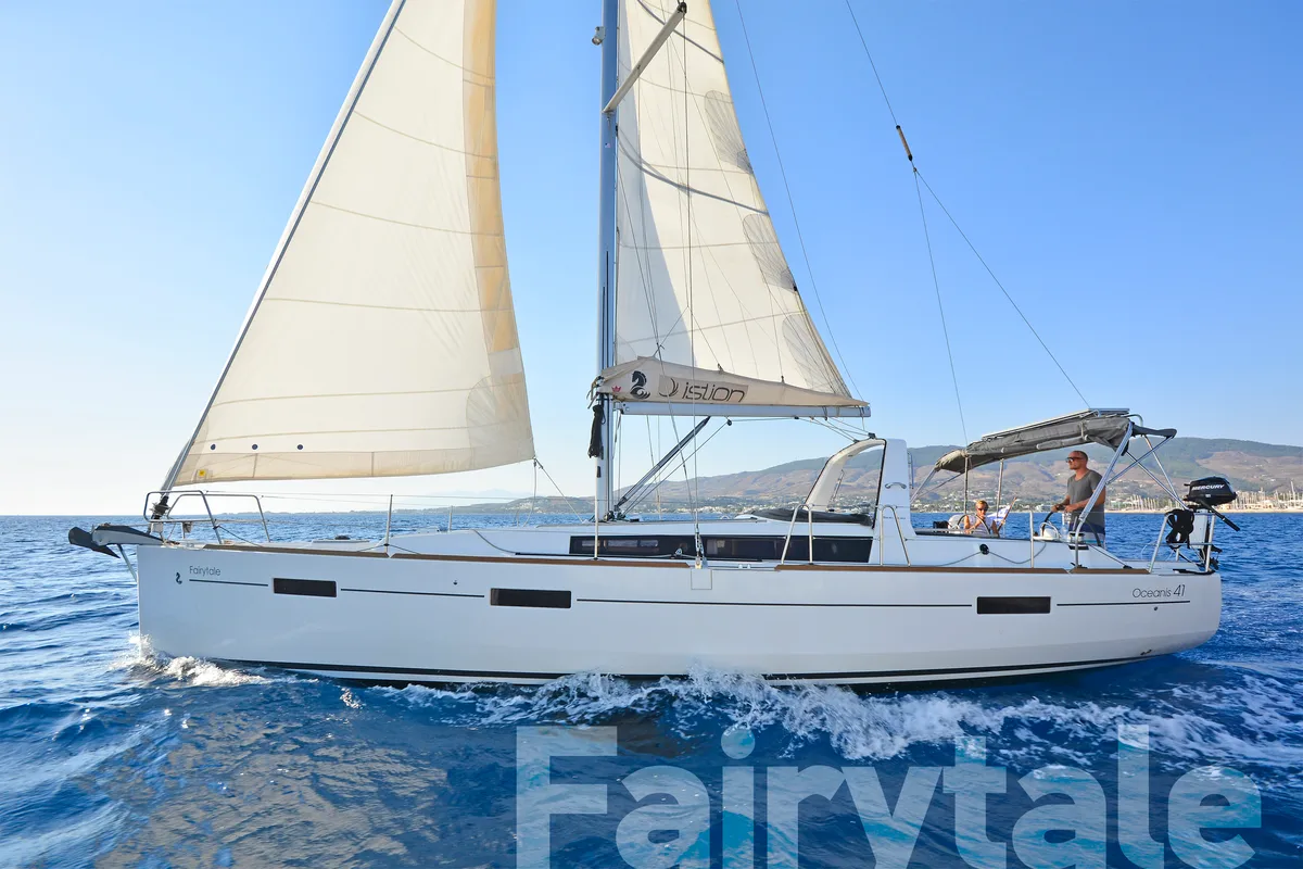 Exterior view of Fairytale, a Beneteau Oceanis 41 sailboat at Kos, Greece