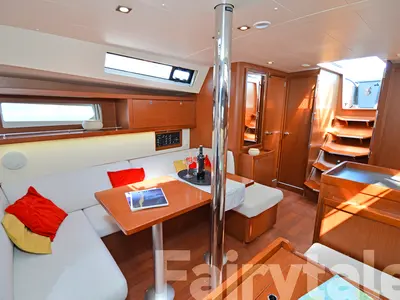 Salon of Fairytale, a Beneteau Oceanis 41 sailboat at Kos, Greece