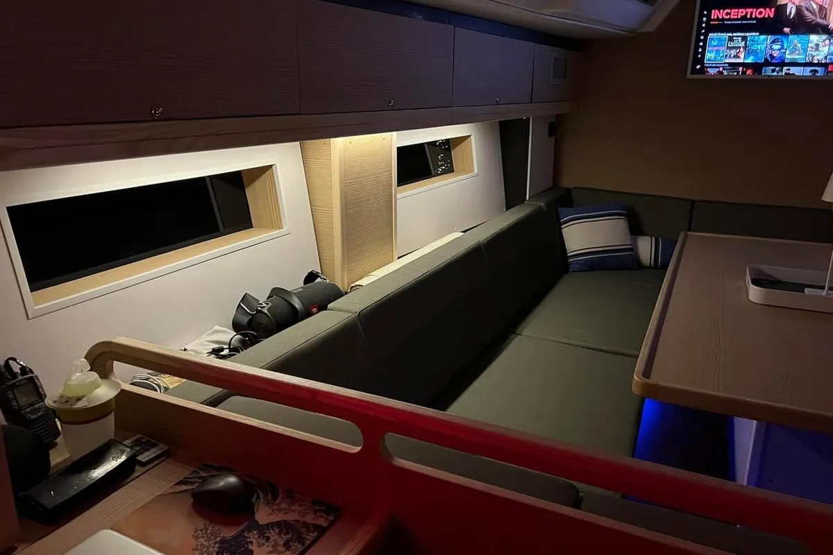 Salon of Aurora Blu, a D&D Kufner 54 Exclusive sailboat at Salerno, Italy