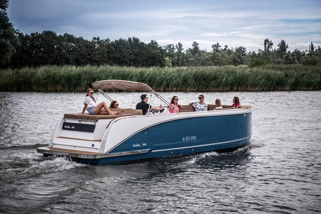 Exterior view of Vis, a Maxima 840 motorboat at Seget Donji, Croatia