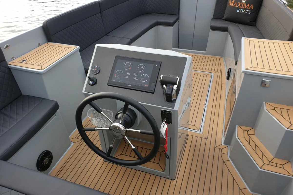Cockpit of Vis, a Maxima 840 motorboat at Seget Donji, Croatia