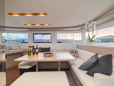 Salon of Ervis, a Lagoon 46 catamaran at Municipal Unit of Lefkada, Greece