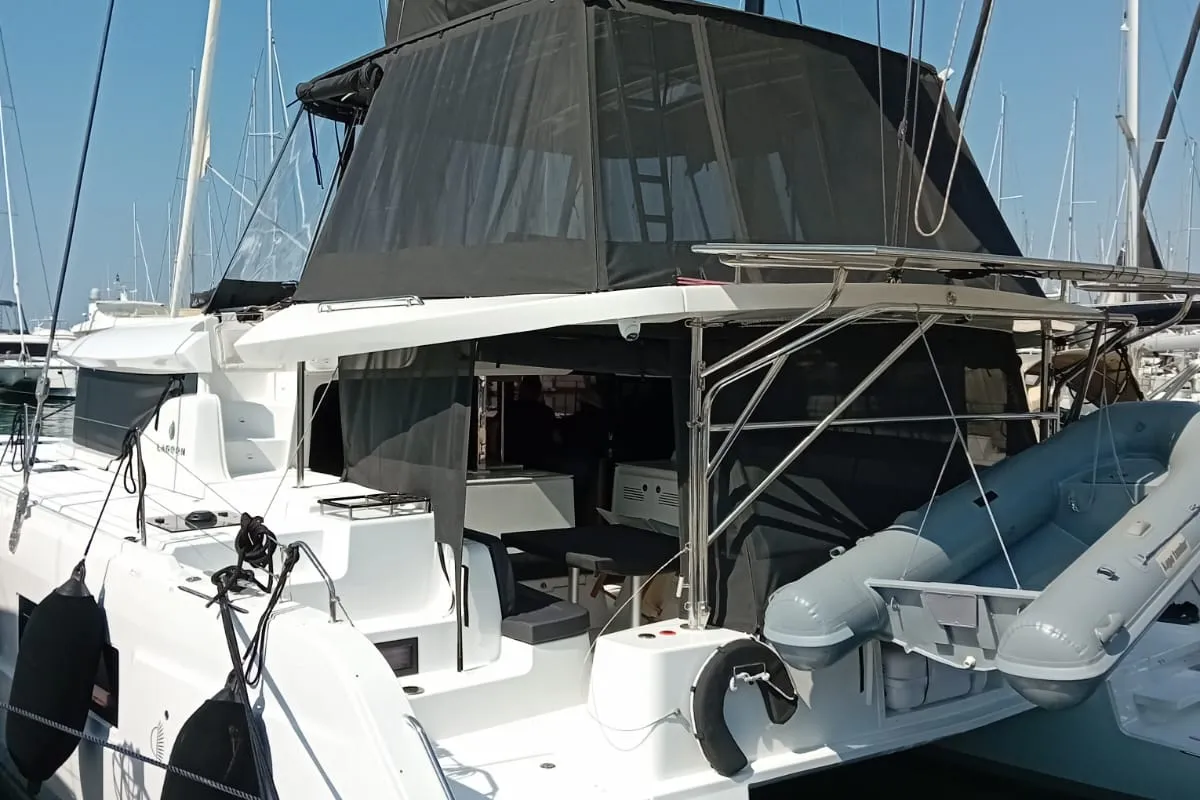 Ervis, a Lagoon 46 catamaran at Municipal Unit of Lefkada, Greece