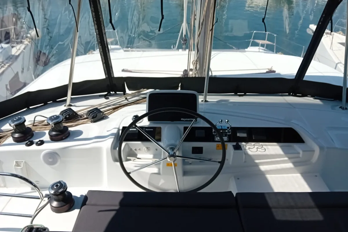 Ervis, a Lagoon 46 catamaran at Municipal Unit of Lefkada, Greece