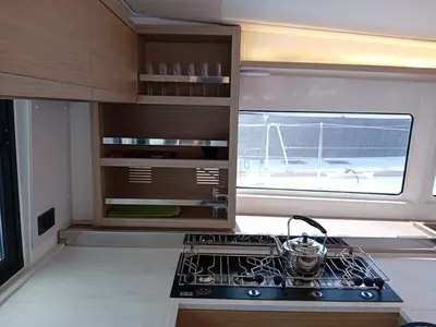 Galley of Ervis, a Lagoon 46 catamaran at Lefkada, Greece