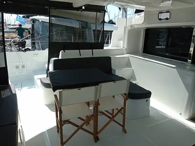 Deck of Ervis, a Lagoon 46 catamaran at Lefkada, Greece
