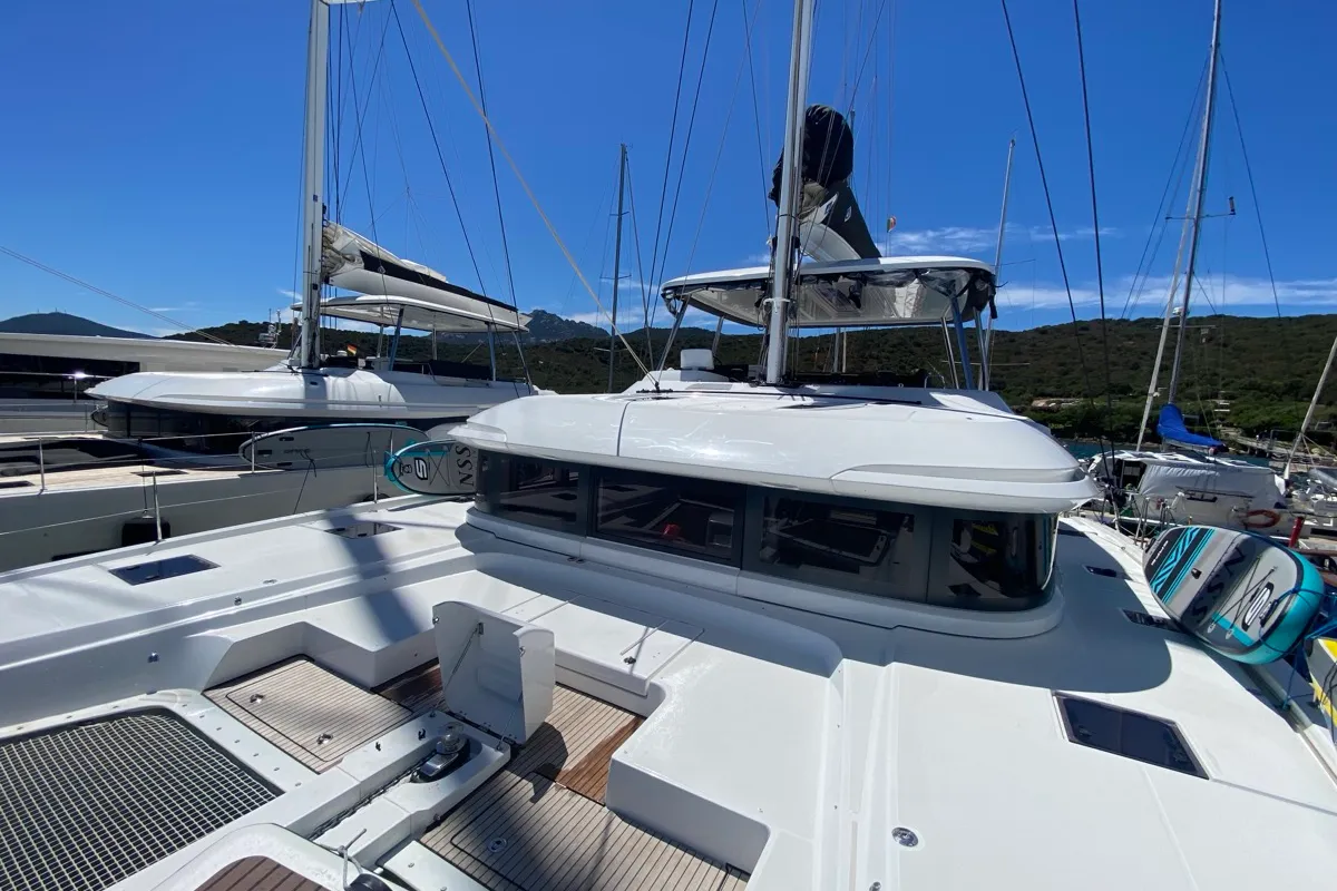 Deck of The Moon, a Lagoon 55 catamaran at Pointe-à-Pitre, France
