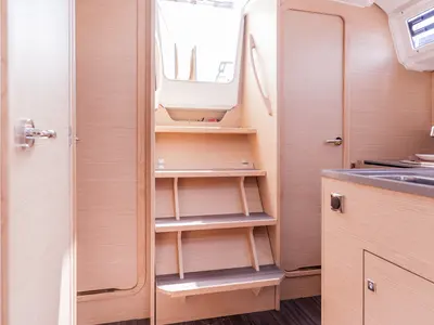 Salon of Sunsail 37.3 Premium Plus, a Dufour 37 sailboat at Municipal Unit of Lefkada, Greece