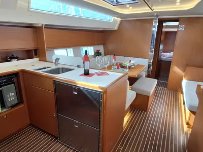Galley of Lady Flora 1, a Bavaria C45 sailboat at Municipal Unit of Lefkada, Greece