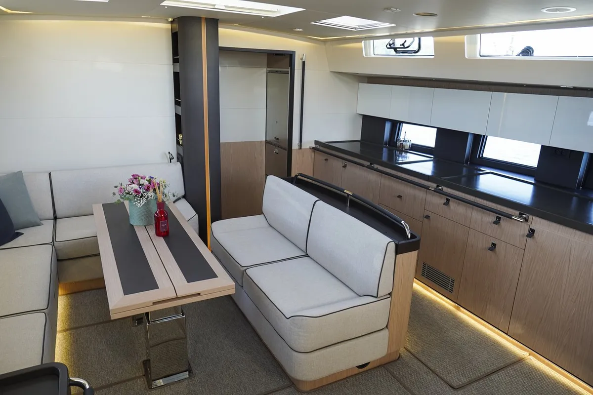Salon of Onyx, a Beneteau Oceanis Yacht 62 - 3 + 1 sailboat at Grad Šibenik, Croatia