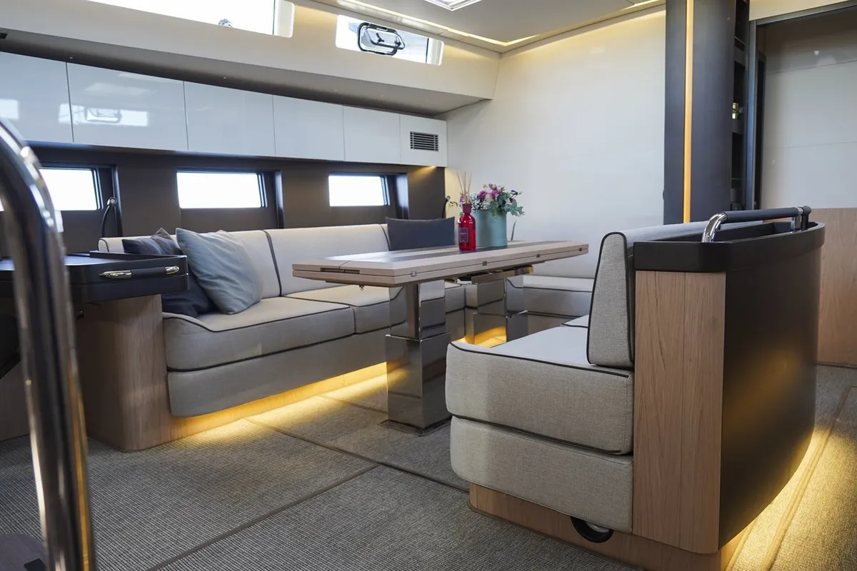 Salon of Onyx, a Beneteau Oceanis Yacht 62 - 3 + 1 sailboat at Grad Šibenik, Croatia