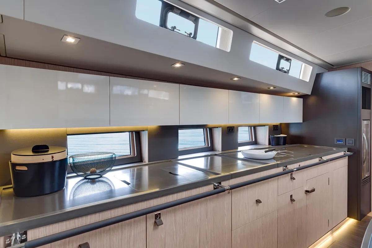 Galley of Onyx, a Beneteau Oceanis Yacht 62 - 3 + 1 sailboat at Grad Šibenik, Croatia