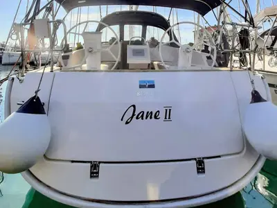 Cockpit of Jane II, a Bavaria Cruiser 37 sailboat at Zadar, Croatia