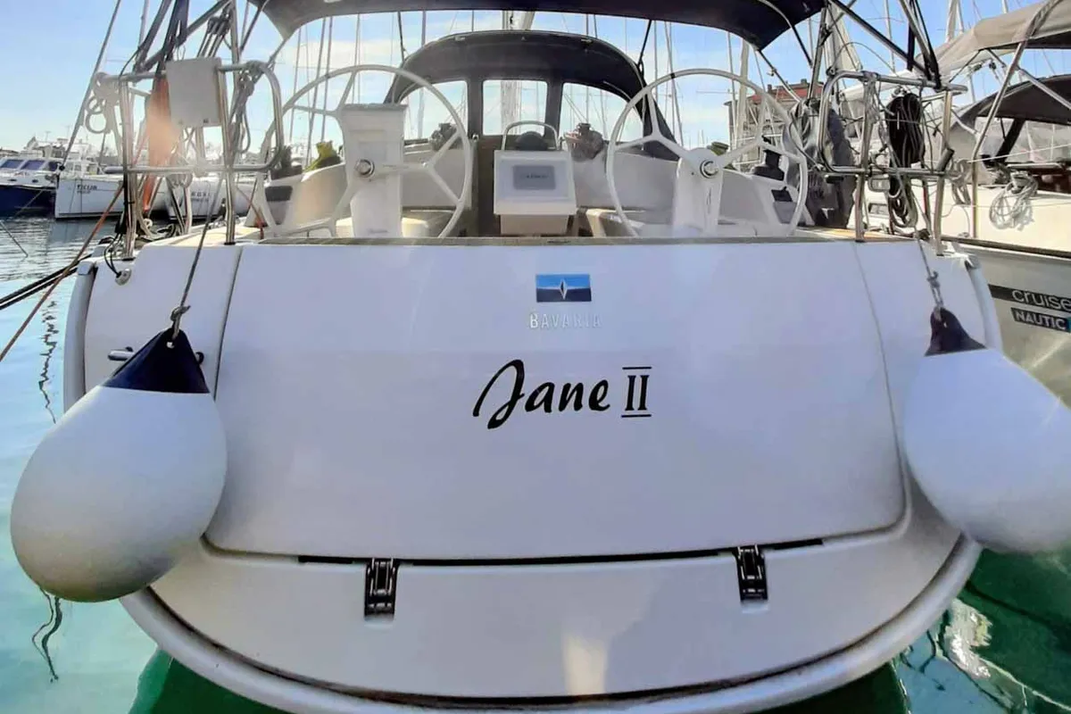 Cockpit of Jane II, a Bavaria Cruiser 37 sailboat at Zadar, Croatia