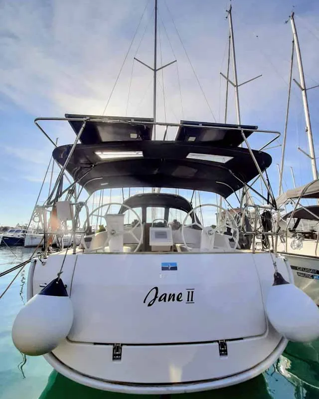 Cockpit of Jane II, a Bavaria Cruiser 37 sailboat at Zadar, Croatia