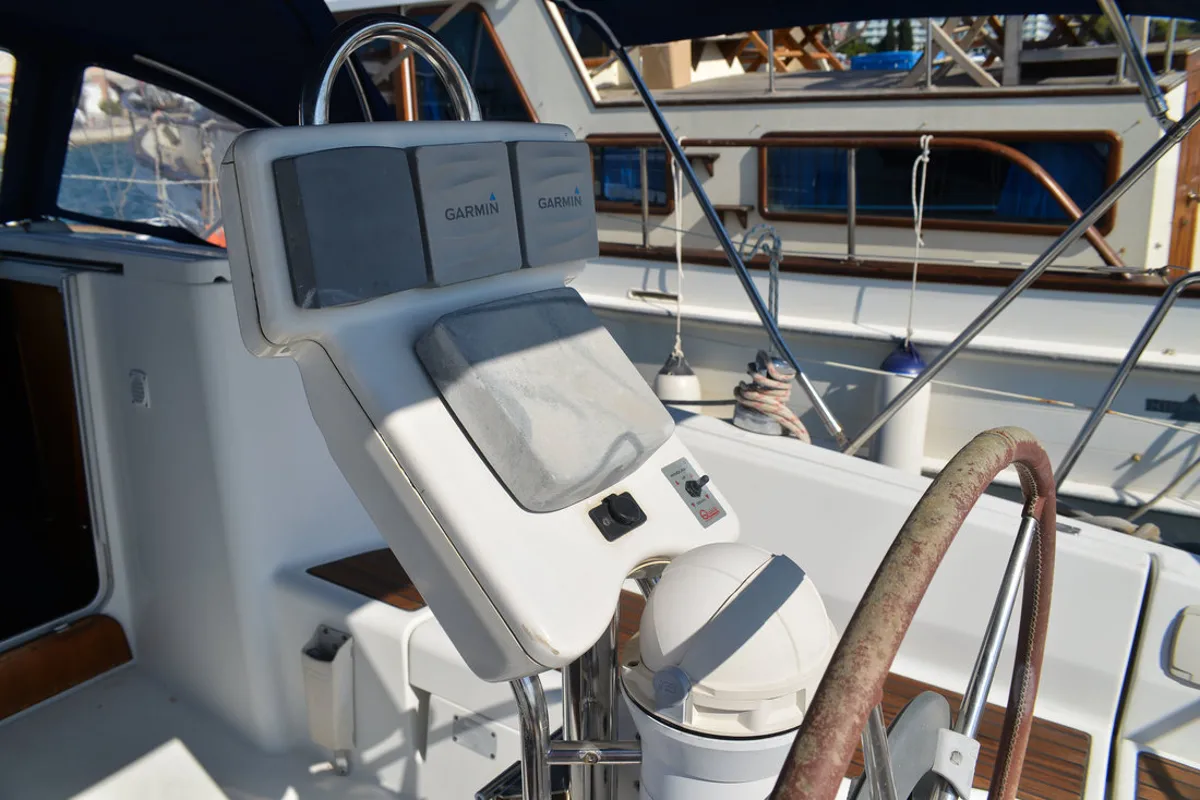 Cockpit of Despina, a Beneteau Oceanis Clipper 323 sailboat at Grad Biograd na Moru, Croatia