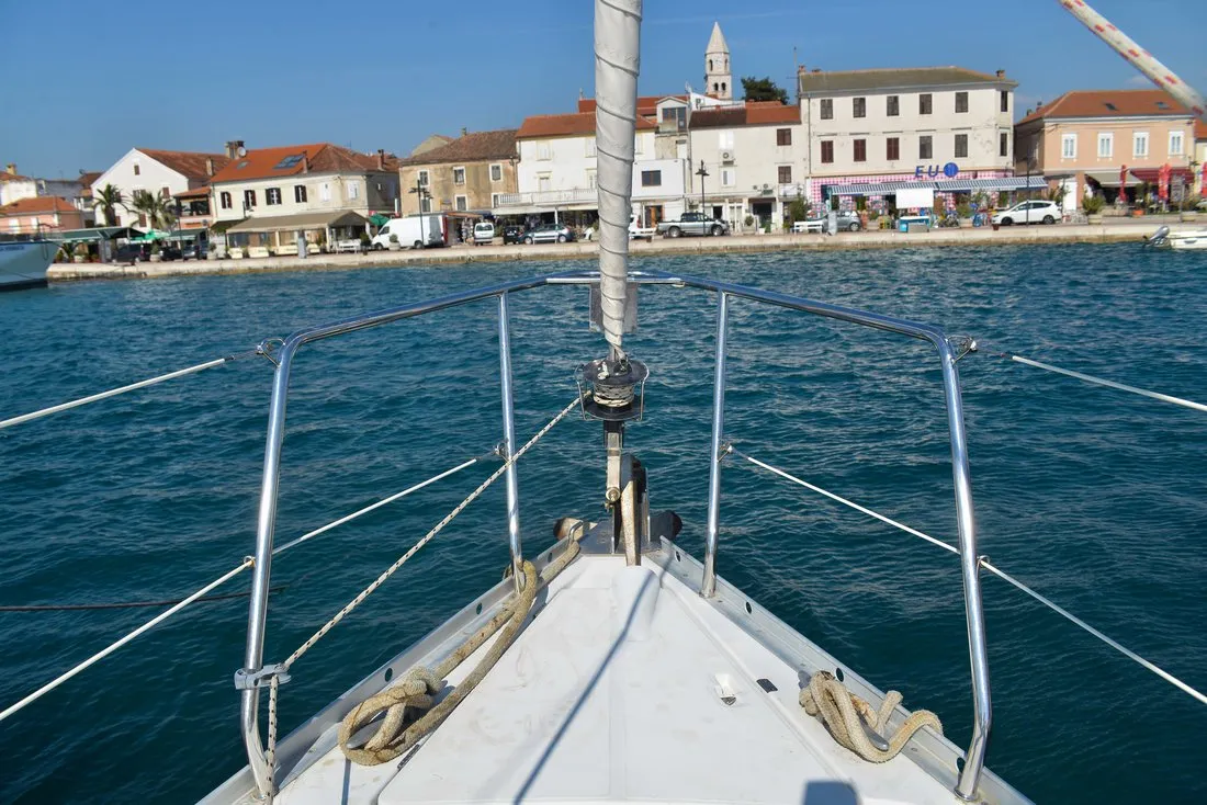 Deck of Despina, a Beneteau Oceanis Clipper 323 sailboat at Grad Biograd na Moru, Croatia